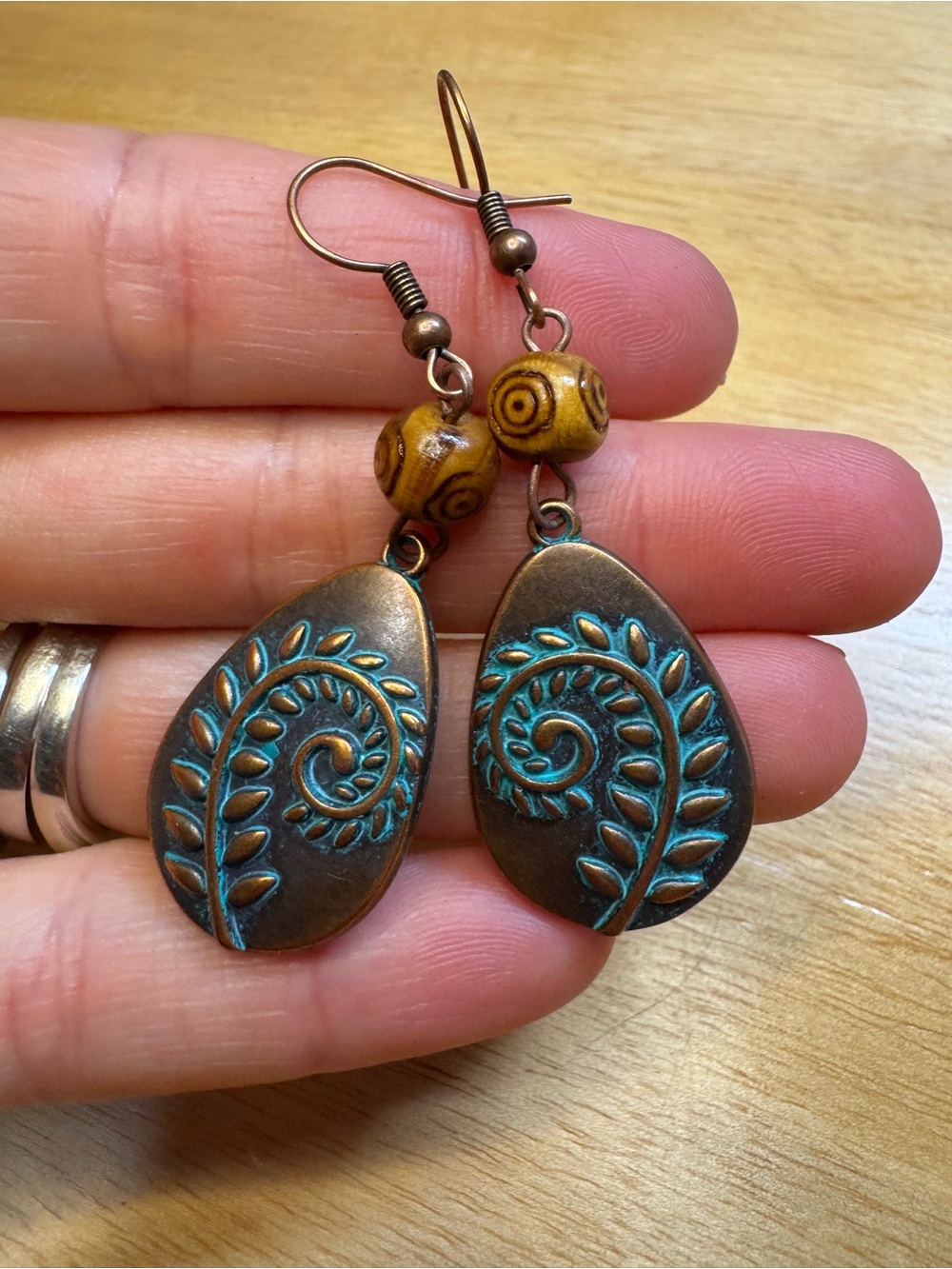 NWT Bohemian Turquoise-Accented Copper Drop Earrings